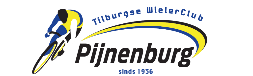 Logo van de Tilburgse WielerClub Pijnenburg, met een fietser en de tekst 'sinds 1936'.